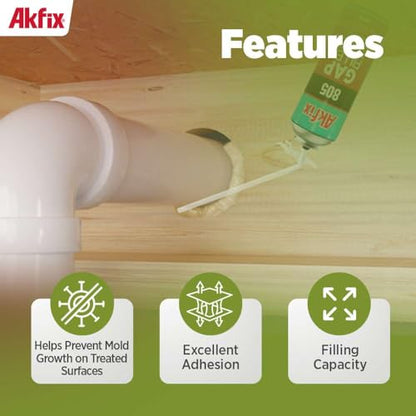 Akfix 805 Gap Filler Expanding Foam Sealant (2x12 Oz.)- Gaps and Cracks Spray Insulation Can, Waterproof Sealant with Straw, Polyurethane Expanding Foam for Window and Door | 12 Oz. 2 Pack - size: 2 Pack