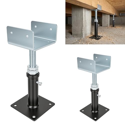 U-Shaped Adjustable Screw Jack U-Head, Fits 4x2, 4x4, 4x6 Joists, 6 inch - 8.5 inch Adjustment Range, 6000 Pounds Load Capacity, 2 Pack - size: 6" - 8.5"