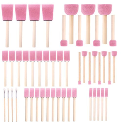 Foam Paint Brushes, 48 Pcs -10 Sizes, Paint Sponge, Premium Foam Brushes - color: Pink