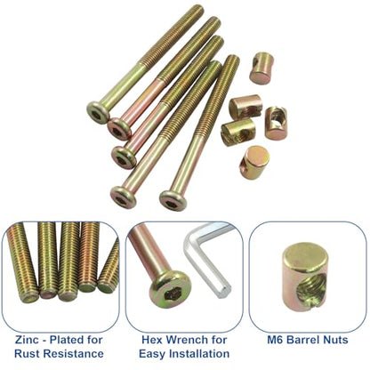 M8 X 90mm Barrel Bolt Nuts, 10 Pack - size: M8(90mm)