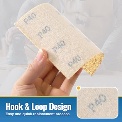 S SATC 1/4 Sheet Sandpaper 40PCS Hoop and Loop Sandpaper 5.5" x 4.5" Sandpaper for Palm Sander 40 Grit Sandpaper Sheets for Palm Sanders Sanding Sheets for Wood Woodworking and Car Automotive - style: 40grit