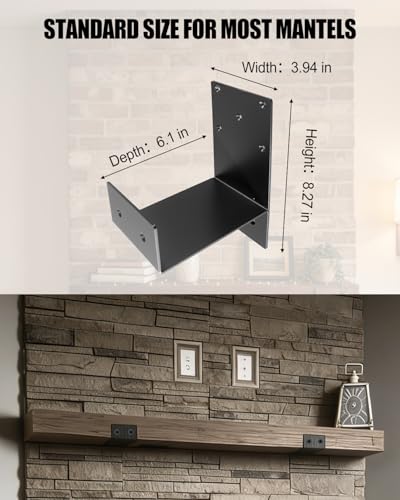 Heavy Duty Fireplace Mantel Brackets U-Shaped Steel Floating Shelf Support