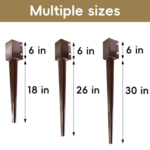 Thealyn Heavy Duty Metal Fence Post Anchor 32 Inch, 4"x4" Ground Spike - size: 32 inch