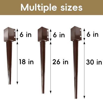 Thealyn Heavy Duty Metal Fence Post Anchor 32 Inch, 4"x4" Ground Spike - size: 32 inch
