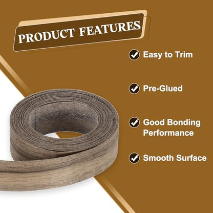 uxcell 1 Inch x 15ft Wood Veneer Edge Banding, Pre-Glued Flexible Black Walnut Edging Strips, Iron on with Hot Melt Adhesive Wood Tape for Cabinet Repair and Furniture Restoration - size: 1 Inch x 15ft