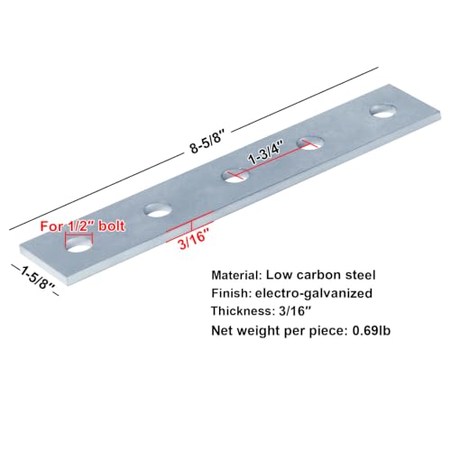 heneng 9 Pack Strut Flat Plate Hardware for 1-5/8" Strut Channel,8-5/8"L - size: Length:8-5/8"