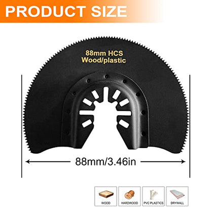 5-Piece High Carbon Steel Oscillating Saw Blade Set - 88mm Blades for Cutting Wood Soft Metal and Plastic - Quick Release Blades Compatible with Dewalt Makita Ryobi Milwaukee Fein and Rockwell