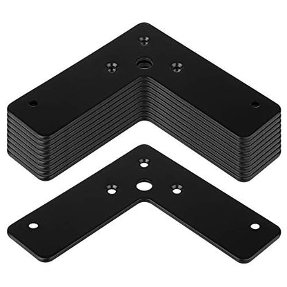 GBGS 10 Pcs 4"x 4" Flat Corner Brace,L Shaped Mending Plate, Black (Pack of 3) - size: 4"×4" (Pack of 3)