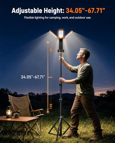 Rechargeable Camping Lights with Adjustable Stand, Orange - color: Orange