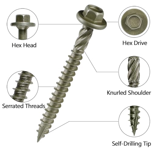 100 PCS #14X2-1/2” Heavy-Duty Timber Screws Exterior Structural Screw - size: #14x2-1/2"
