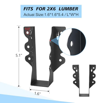 16 Pcs 2"x 6" Joist Hanger|Q235B Steel Face Mount Joist Hangers - size: 16 Pcs, style: 2"x 6"