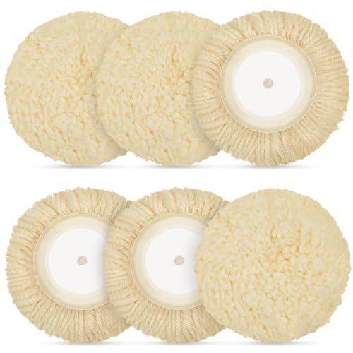 Tallew 6 Pcs Wool Buffing Pads Hook Loop for Drill Polisher, 7 Inch - size: 7 Inch