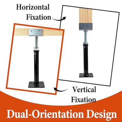 8 Pack U-Shaped Screw Jack, 11"-15" Adjustable Deck Support House Jacks - color: Black, size: 11"-15"(8 Pack)