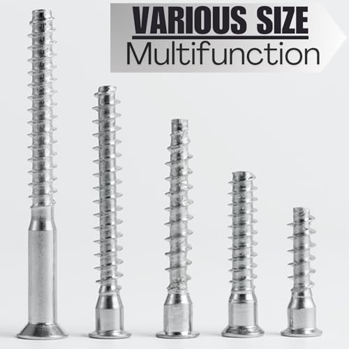Confirmat Screws, M6.3 x 50mm 20 PCs, Hex Socket Drive Countersunk Furniture Connecting Self-Tapping Screw Set Carbon Steel Zinc Plated - color: Silver, size: M6.3x50mm