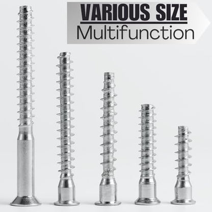 Confirmat Screws, 50 PCs Pack M7 x50mm, Hex Socket Drive Countersunk Self-Tapping Furniture Connecting Screw Set, Sturdy & Easy-to-Install - color: Silver, size: M7x50mm