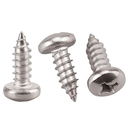 #6 x 1/4" (100 Pack) Stainless Steel Phillips Pan Head Wood Screws, Stainless Steel 304 (18-8), Pan Head Sheet Metal Screws Self Tapping for Wood - size: #6 x 1/4"