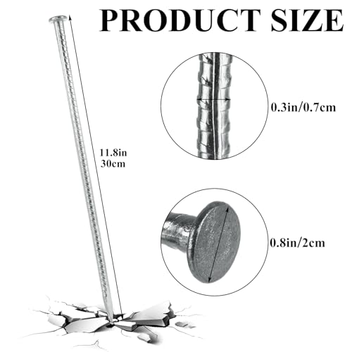 MIVIDE 16 Pack 12 Inch Galvanized Landscape Stakes, Heavy Duty Solid Metal Spikes, Landscape Anchoring Stake for Paver Edging, Artificial Turf, Weed Barrier, Tent