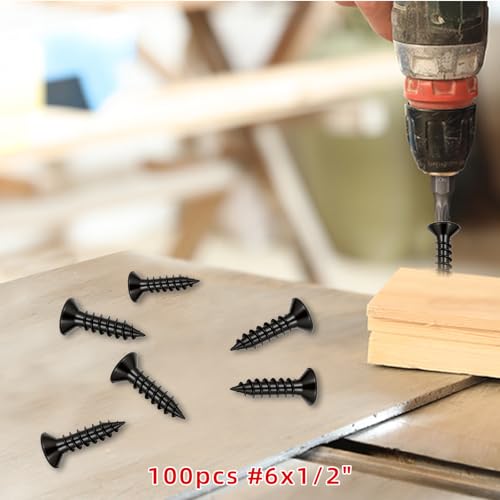 100pcs #6 x 1/2" Black Screw, Flat Head Phillips Wood Screw(SUS304) 18-8 S/S Electroplating Black Stainless Steel, 6 x 1/2-Inch,(100pcs) - color: Black, size: #6*1/2