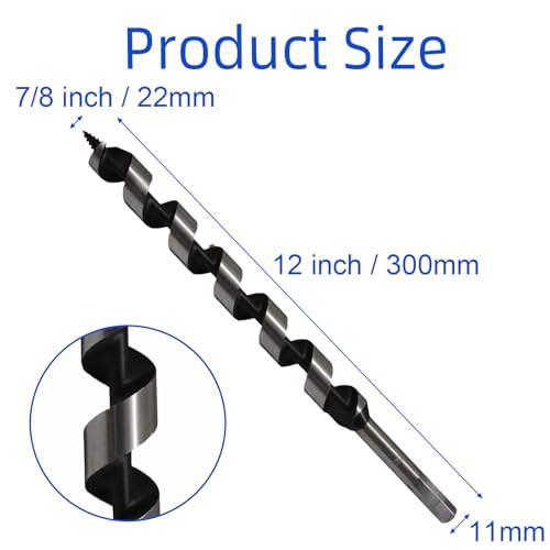 7/8 Inch x 12 Inch Wood Auger Drill Bit for Tree Stump Drilling - size: 7/8 Inch