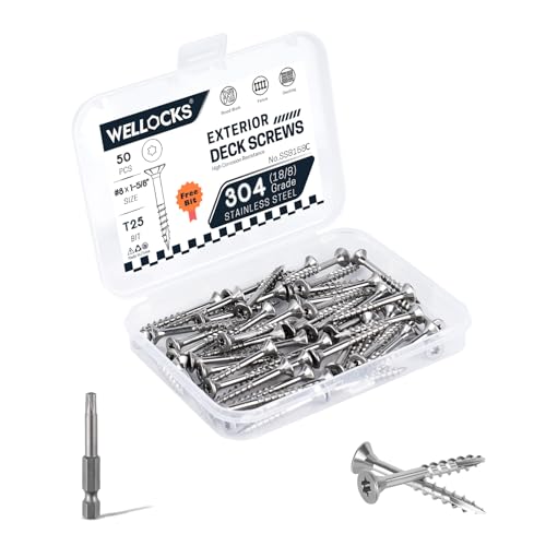 WELLOCKS #8 x 1-5/8 in 304 Stainless Deck Screws, 50 PCS - size: #8×1-5/8"