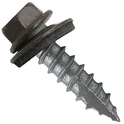 14 x 1 Antique Bronze Metal Roofing Screws - Hex Washer Head- Self-Starting/Tapping - EPDM Washer. 1 x 250 Count Bag - 250 Screws - color: ANTIQUE BRONZE, size: 1"