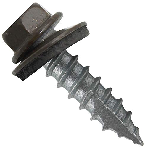 14 x 1 Antique Bronze Metal Roofing Screws - Hex Washer Head- Self-Starting/Tapping - EPDM Washer. 1 x 250 Count Bag - 250 Screws - color: ANTIQUE BRONZE, size: 1"