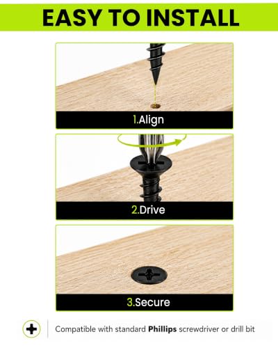 100pcs #4 X 3/8" Wood Screw,Black Wood Screws,Flat Head Screw,Small Screw, - color: M3, size: #4 X 3/8" 100Pcs