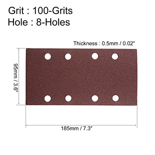 uxcell 100 Grit 1/3 Sanding Sheet Sander Sandpaper Hook and Loop Pads 8 Hole 10pcs - size: 100 Grit