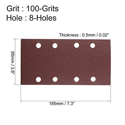 uxcell 100 Grit 1/3 Sanding Sheet Sander Sandpaper Hook and Loop Pads 8 Hole 10pcs - size: 100 Grit