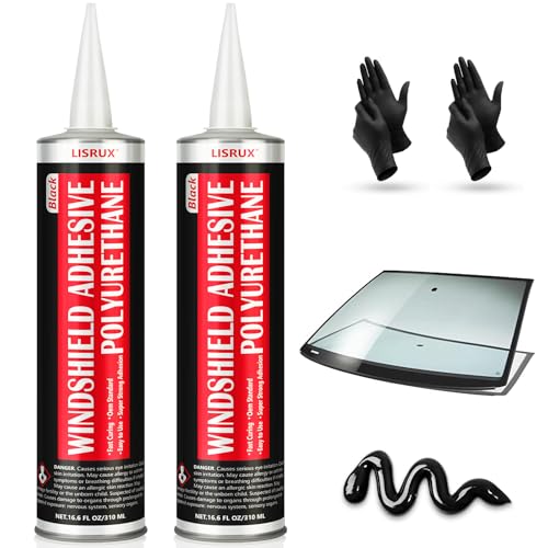 [2 Pack] Polyurethane Windshield Adhesive, Windshield Sealant Black - High Bond Strength, Quick Curing & Weather Resistant Automotive Glass Glue for Vertical & Overhead Application, 310ml - size: 2P