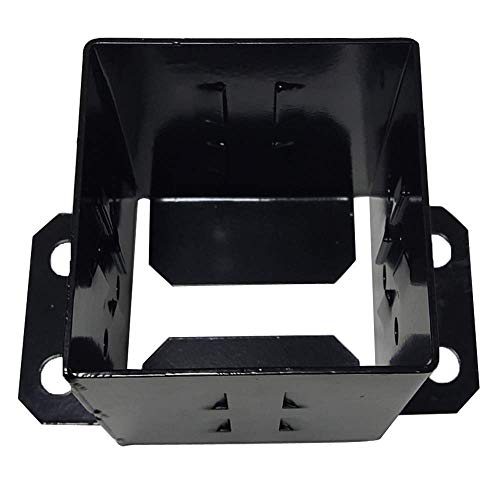 JINHAN 4x4 Wood Fence Post Base Brackets | Heavy Duty Powder-Coated 13-Gauge Steel Anchor Support, Come with Screws and Concrete Anchors (4 Pack)