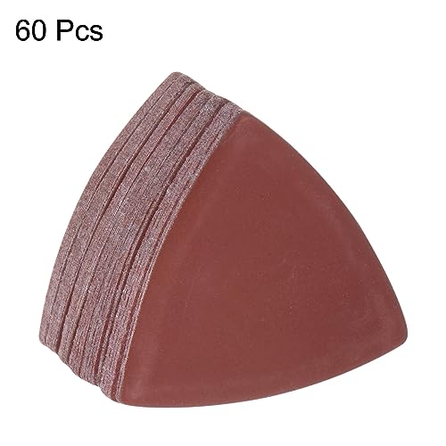 HARFINGTON 60pcs Triangular Hook & Loop Sandpapers 1200 Grits 3-1/8" Aluminum Oxide Sanding Pads Random Orbital Mouse Detail Sander Papers Oscillating Multi Tool Sheets - size: 1200 Grits