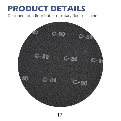 HUAALIUCHE 17-Inch Floor Sanding Screen Discs (30-Pack Variety Kit) | 10x 60 Grit, 10x 80 Grit, 10x 120 Grit | Heavy-Duty Silicon Carbide Mesh for Wood, Concrete, Reusable Buffer Pads - size: 17 inch, style: #60+#80+#120-30 Pack