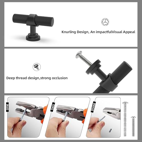 10 Pack Cabinet knurled Knobs Matte Black Kitchen Cabinet Knobs Aluminum and Zinc Alloy Drawer Pulls Solid Cabinet Hardware - color: Matte Black, size: 1.38'' Diameter(35mm)