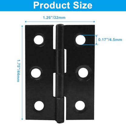 16PCS 2 Inch Stainless Steel Door Folding Butt Hinges, Black - style: 16Pcs 2" Black
