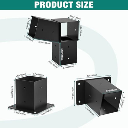15° Pergola Brackets, 2 Pack Slanted Roof Woodworks Pergola Kit for 4x4'' - size: 2P 15° 3-Way Bracket +2P 15° Base +2P Base