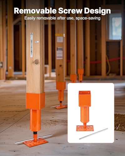 VEVOR Screw Jack Post, 13.2"-18.7" Height Range, 4" x 4" Adjustable Shore Jack, 24700 lbs Max Load Capacity, Temporary House Jack Pole for Leveling, Lifting Floor Crawlspace Basement Shore Beam - size: Screw Jack Post
