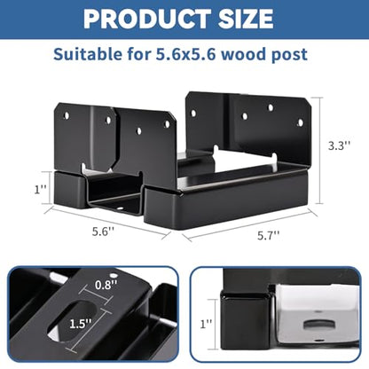 6x6 Post Base 6 PCS Heavy Duty Post Bracket Inner Size Fit 5.6"x5.6" Wood