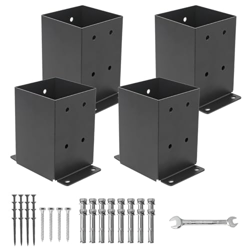 4 Set 4"x 4" Post Base (Inner Size 3.6"x 3.6" - size: 4 Pcs, style: 3.6"x 3.6"