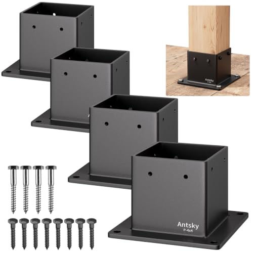 4×4"(Actual：3.5×3.5inch) Post Stainless Steel Flange Anchor Base with Screws for Deck Railing, Black Finish (4 Pack) - size: 4×4"(Actual:3.5×3.5inch), style: 4Pack