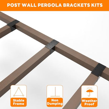 2 Pack Pergola Brackets 4x4 (Actual: 3.5x3.5 Inch), Rafter Post Connectors, Deck Railing Kit, Wall Mount for Lumber Gazebo Sunroom Carport - size: 2 Pieces