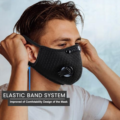 Threlaco 6 Pcs Dust Mask Reusable Respirator Mask - color: Black