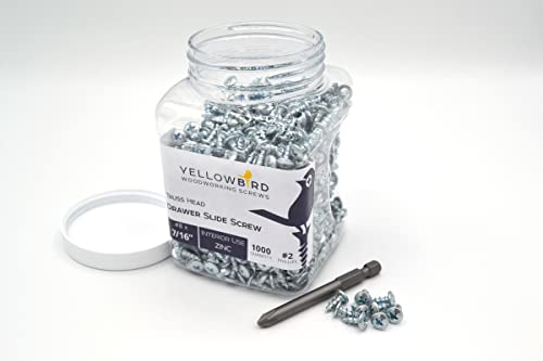 Yellowbird #8 x 7/16" Truss Head - Ball-Bearing Drawer Slide Screw - Phillips Zinc - Bit Included - 1000 Ct.
