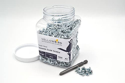 Yellowbird #8 x 7/16" Truss Head - Ball-Bearing Drawer Slide Screw - Phillips Zinc - Bit Included - 1000 Ct.