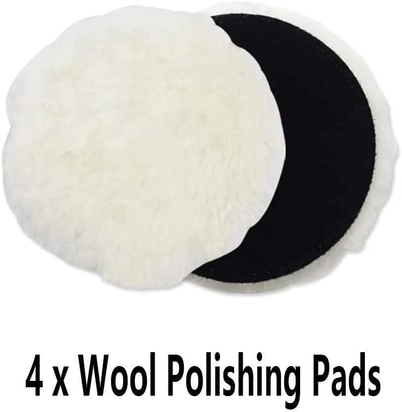 IPELY 6 Pcs 6 Inch Wool Polishing Buffing Pad Polishing Buffing Wheel for Drill Buffer Attachment with M14 Drill Adapter - size: 6 Pcs 6 Inch