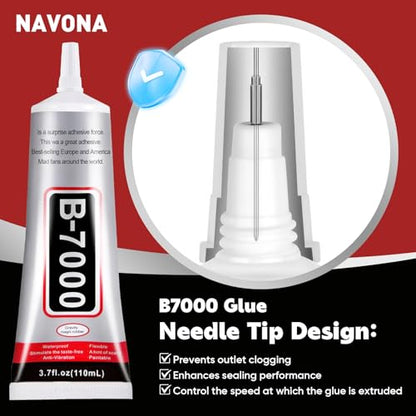4 PCS 110ml B7000 Rhinestone Glue Clear, Bedazzling Glue for Craft, Jewelry