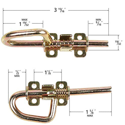 Spring Barrel Bolts - Loop Style Door Latch Hardware Lock Barrel Bolt Gate Latches for Shed,Gates,Doors,Garden,Wooden Window,Fence,Playhouse,Chicken coop,include Screws|1 Pair