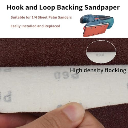 100 PCS 1/4 Sheet Sandpaper for Palm Sander 4.5" x 5.5" Sandpaper Sheets 120 Grit Hook and Loop Sandpaper Aluminum Oxide 1/4 Sandpaper Sheets Sanding Blocks for Metal, Woodworking (120 Grit) - size: 120 Grit