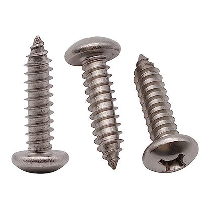 #6 x 7/8" (100 Pack) Stainless Steel Phillips Pan Head Wood Screws, Stainless Steel 304 (18-8), Pan Head Sheet Metal Screws Self Tapping for Wood - size: #6 x 7/8"