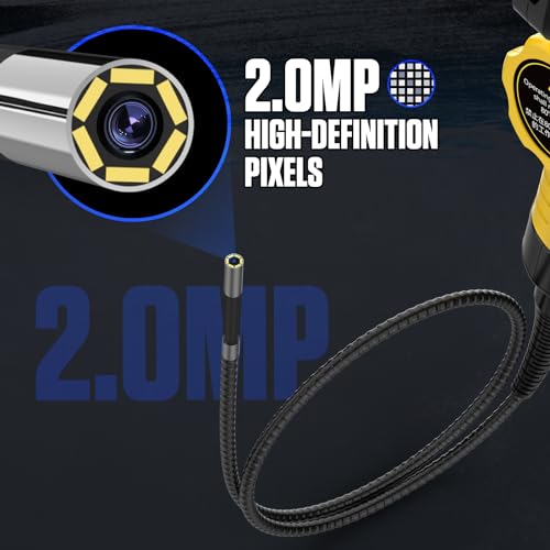 AUTOOL Two-Way 210° Endoscope Camera with Light, 0.21inch Borescope Inspection Camera, 5-inch 1080P Articulating Borescope with LED Light 3FT Flexible Cable, 32GB SD Card